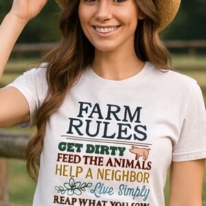 Farm Rules Graphic Tee • Country Life Shirt • Rustic Farmhouse Top • Homestead